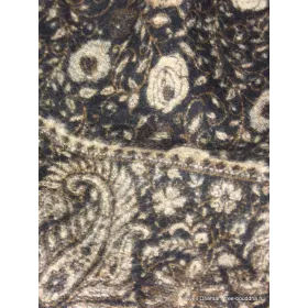 Châle népalais noir motifs cachemire 100 x 200 cm - Châle de méditation 100 x 200 cm