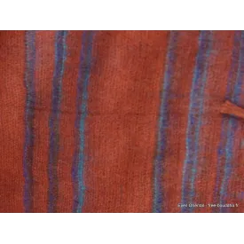 Grand châle laine de yak rouille bleu 100 x 200 cm - Châles en laine faits main