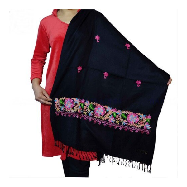 Etole femme bordeau en laine brodée Pashminas laine et broderies NCT25