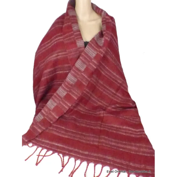 Etole laine bordeau homme femme 100 x 200 cm - Châles en laine faits main