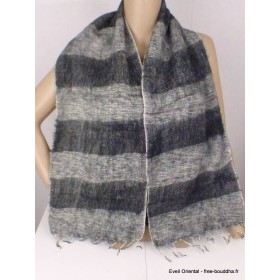 Echarpe homme femme laine de yak gris noir Tous les pashminas ECM1