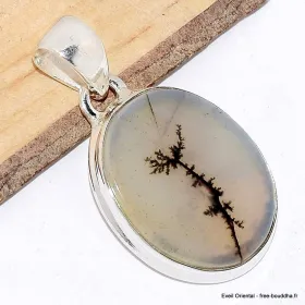 Pendentif Agate Scénique blanche noire-bt - Bijoux en Agate