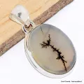 Pendentif Agate Scénique blanche noire-bt - Bijoux en Agate
