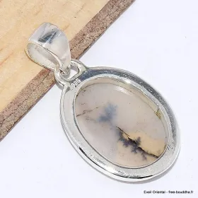 Pendentif Agate Scénique blanche noire-bt - Bijoux en Agate