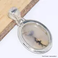 Pendentif Agate Scénique blanche noire-bt - Bijoux en Agate
