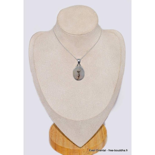 Pendentif Agate Scénique blanche noire-bt Bijoux en Agate Scenic CWA85
