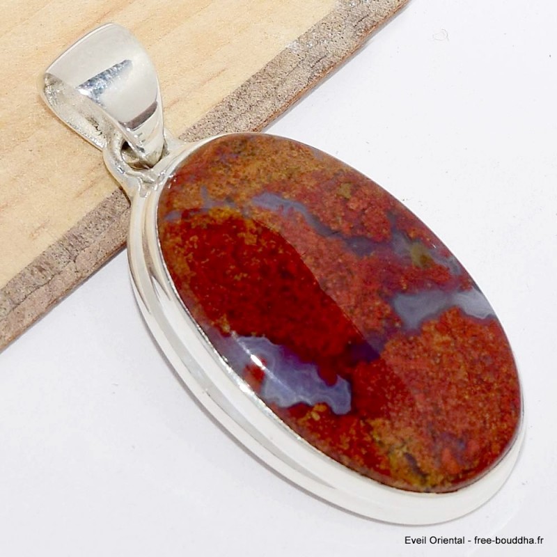 Pendentif oval en Agate Seam ocre grise Bijoux en Agate Seam du Maroc CWA86.2