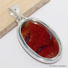 Pendentif oval en Agate Seam ocre grise - Bijoux en Agate Seam du Maroc