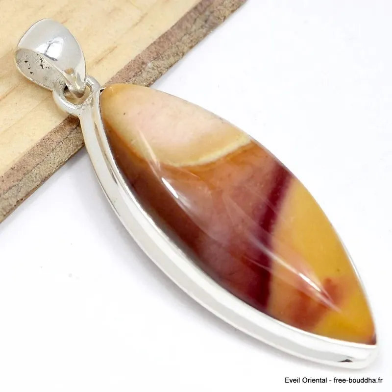 Pendentif marquise en Jaspe Mokaïte - Pendentifs pierres naturelles