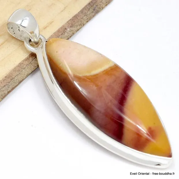 Pendentif marquise en Jaspe Mokaïte - Pendentifs pierres naturelles