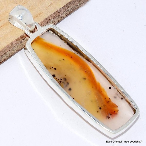 Pendentif Agate du Montana (Yellowstone) rectangulaire allongé Bijoux en Agate Montana CWA90.2