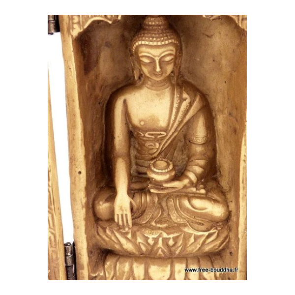 Autel temple bouddhiste Triptyque 20 cm Statuettes Bouddhistes TRYP2