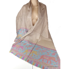 Châle pour femme laine très fine beige taupe Tous les pashminas CHALF21