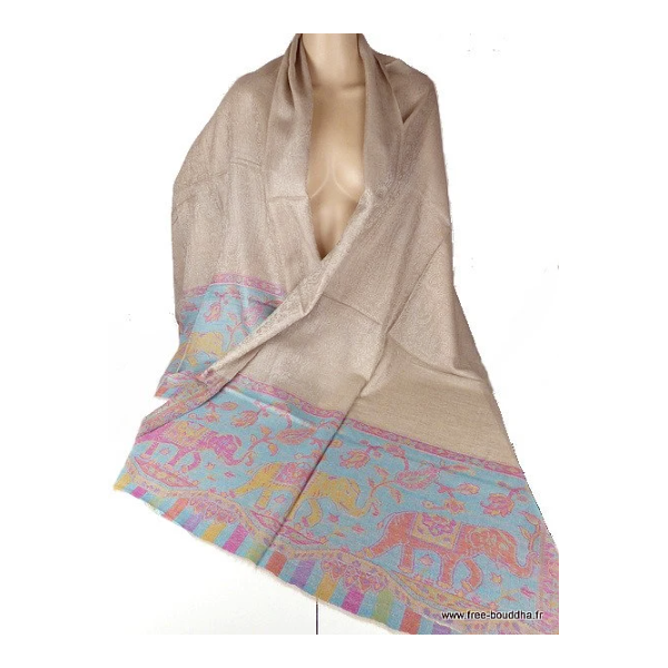 Châle pour femme laine très fine beige taupe Tous les pashminas CHALF21