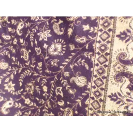 Châle népalais prune motifs cachemire 100 x 200 cm - Châle de méditation 100 x 200 cm