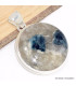 Pendentif rond en Tourmaline indigo sur Quartz fumé Bijoux en Tourmaline Indigo CWA92.4