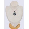 Pendentif rond en Tourmaline indigo sur Quartz fumé Bijoux en Tourmaline Indigo CWA92.4
