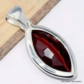 Pendentif marquise Oeil de Tigre rouge facetté - Pendentifs pierres naturelles
