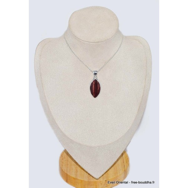 Pendentif marquise Oeil de Tigre rouge facetté Pendentifs pierres naturelles CWA89.1