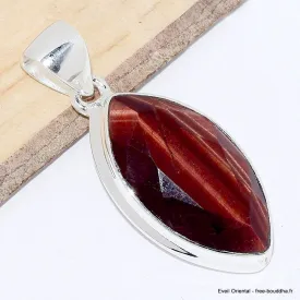Pendentif marquise Oeil de Tigre rouge facetté - Pendentifs pierres naturelles