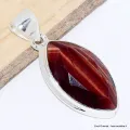 Pendentif marquise Oeil de Tigre rouge facetté - Pendentifs pierres naturelles