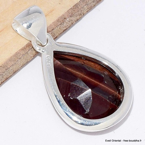 Pendentif goutte Oeil de Tigre rouge facetté Bijoux en Oeil de Taureau CWA89.2