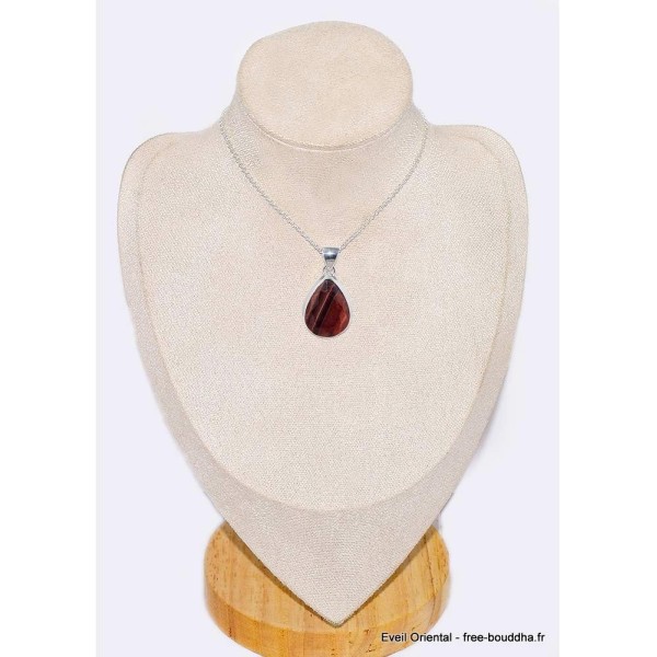 Pendentif goutte Oeil de Tigre rouge facetté Bijoux en Oeil de Taureau CWA89.2