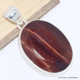 Pendentif bijou oval Oeil de Taureau facetté - Pendentifs pierres naturelles
