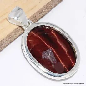 Pendentif bijou oval Oeil de Taureau facetté - Pendentifs pierres naturelles