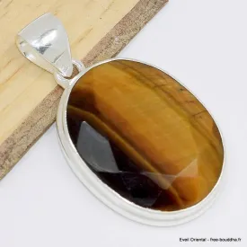 Pendentif Oeil de Tigre facetté oval - Pendentifs pierres naturelles