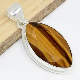 Bijou Pendentif Oeil de Tigre facetté marquise - Pendentifs pierres naturelles