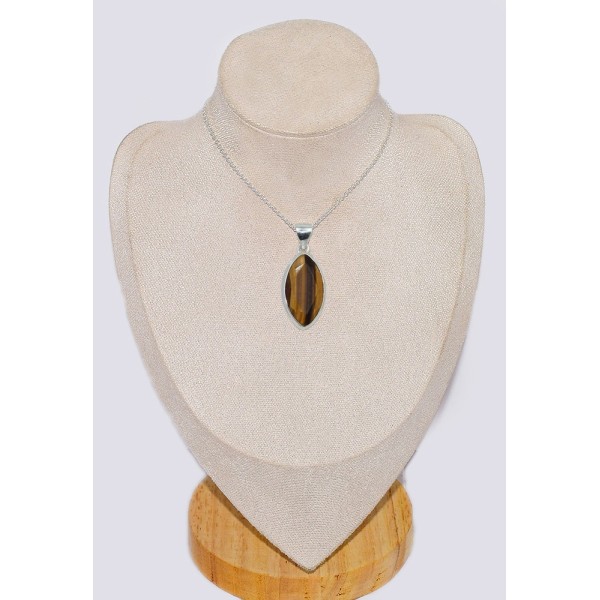 Bijou Pendentif Oeil de Tigre facetté marquise Pendentifs pierres naturelles cwa93.4