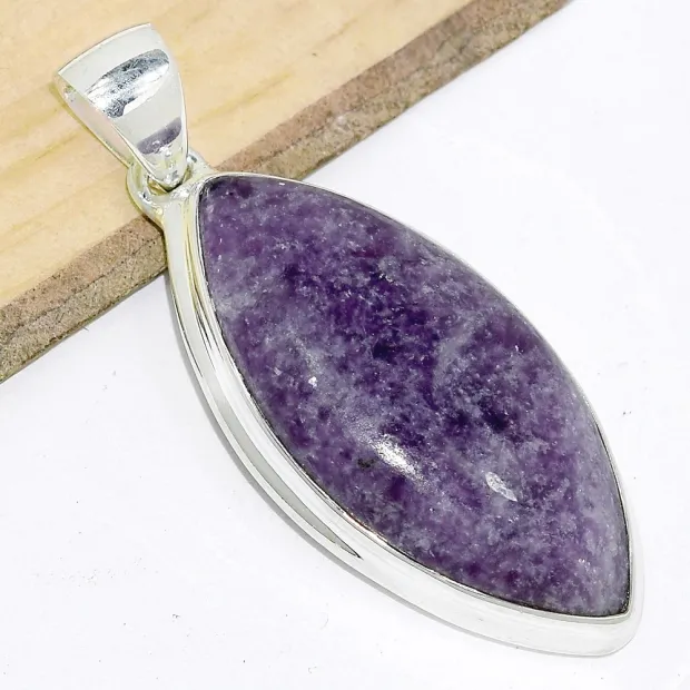 Bijou Pendentif Lepidolite taille marquise - Bijoux en Lepidolite