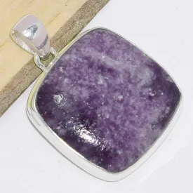 Gros Pendentif carré en Lépidolite - Bijoux en Lepidolite