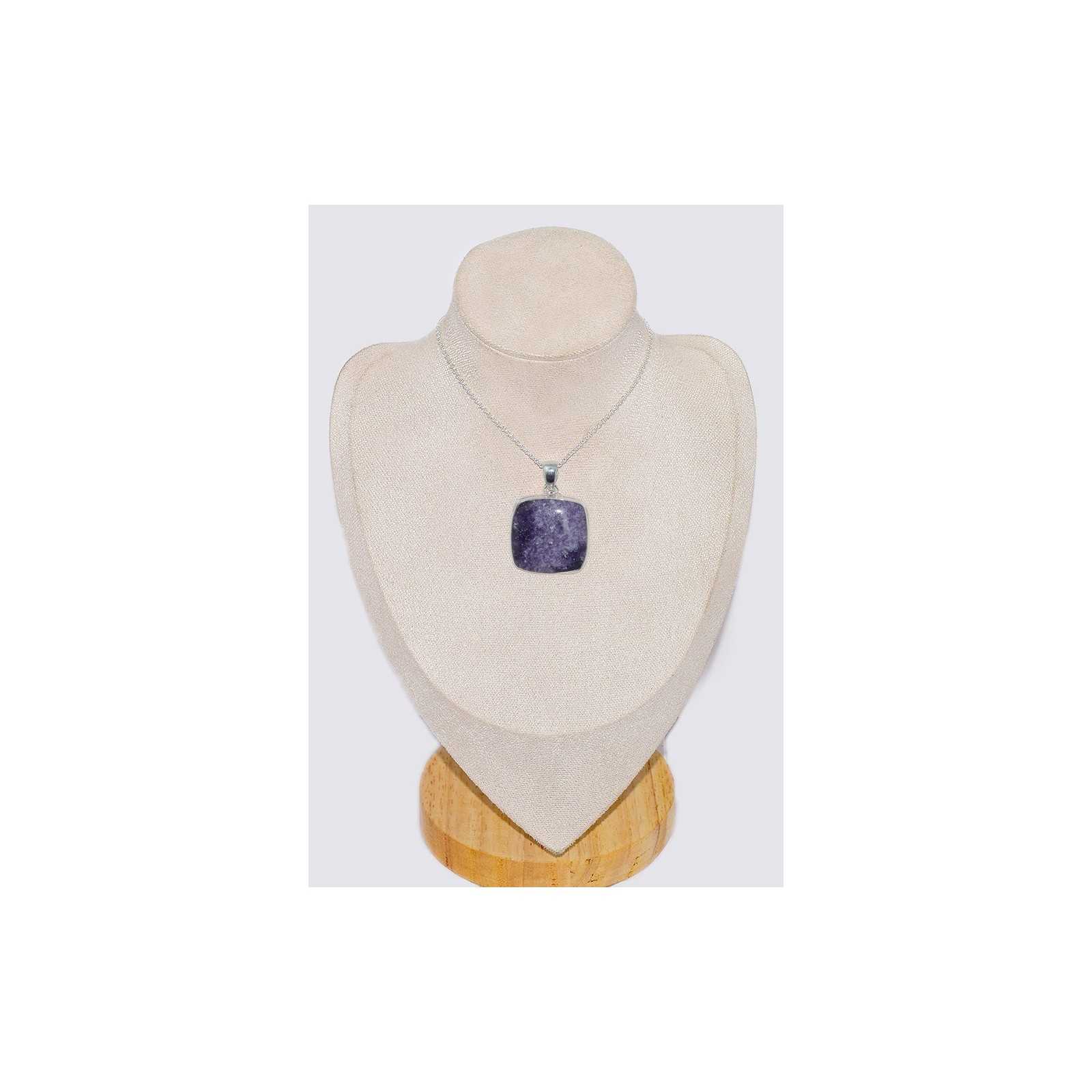 Pendentif Lépidolite Goutte + Bracelet Cuir – Pierre Naturelle Apaisante Qualité Supérieure – Bijou Lithothérapie Élégant