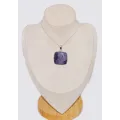 Gros Pendentif carré en Lépidolite - Bijoux en Lepidolite