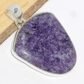 Pendentif argent lepidolite forme écusson - Bijoux en Lepidolite