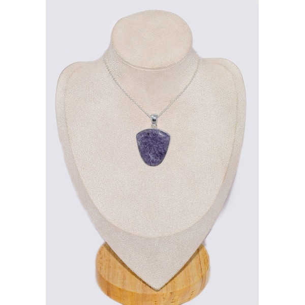 Pendentif argent lepidolite forme écusson Bijoux en Lepidolite CWA95.4