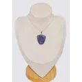 Pendentif argent lepidolite forme écusson - Bijoux en Lepidolite