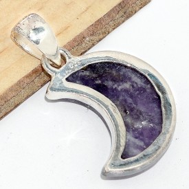 Pendentif argent lepidolite forme lune Bijoux en Lepidolite CWA95.5