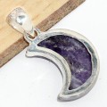 Pendentif argent lepidolite forme lune Bijoux en Lepidolite CWA95.5