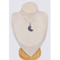 Pendentif argent lepidolite forme lune Bijoux en Lepidolite CWA95.5
