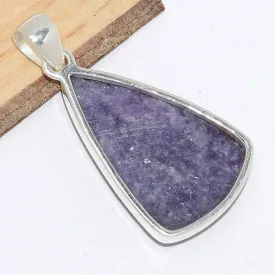 Pendentif argent lepidolite forme triangle - Bijoux en Lepidolite