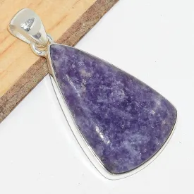 Pendentif argent lepidolite forme triangle - Bijoux en Lepidolite