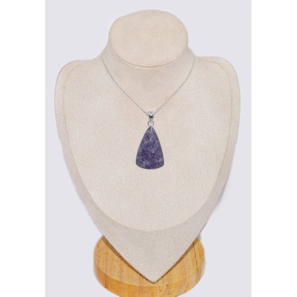Pendentif argent lepidolite forme triangle Bijoux en Lepidolite CWA95.6