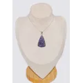 Pendentif argent lepidolite forme triangle - Bijoux en Lepidolite