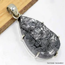 Gros Pendentif argent Hématite Blister forme goutte-bn - Pendentifs pierres naturelles
