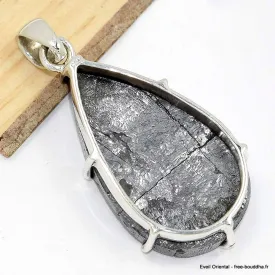 Gros Pendentif argent Hématite Blister forme goutte-bn - Pendentifs pierres naturelles