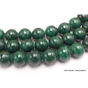 Mala tibétain bouddhiste 108 perles en Malachite - Mala tibétain 108 perles