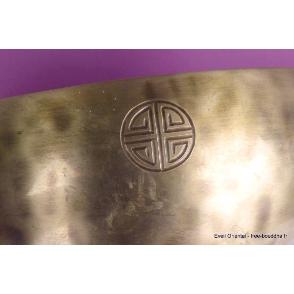 Bol tibétain de cérémonie full moon béni 26 cm Bols tibétains 7 métaux BFM5